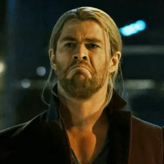 ☹️ Thor movie character, god of thunder, avenger, marvel, superhero, chris hemsworth telegram sticker