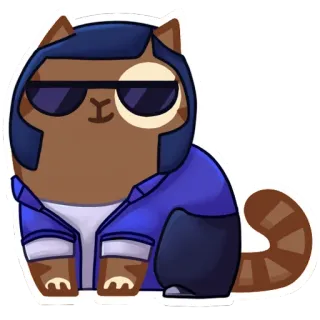 ❤️ kot, okulary przeciwsłoneczne, kreskówka, zwierzę, naklejka, fajny, kurtka, zwierzak telegram sticker