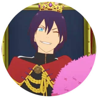 😜 Yato Noragami 动漫, 神, 皇冠, 眨眼, 漫画, 角色, 粉丝 whatsapp sticker