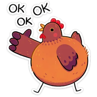 ⭐ OK OK OK kurczak, ok, ptak, zwierzę, naklejka telegram sticker