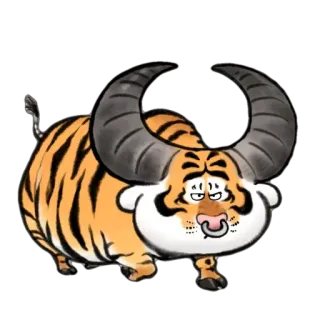 👿 tigre, toro, animale, cartone animato, ibrido, illustrazione telegram sticker
