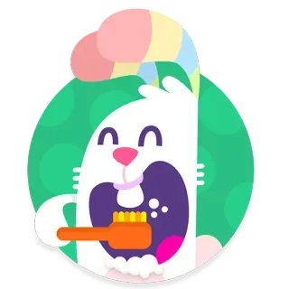 🙂 lapin, lapin, brosse à dents, dents, se brosser les dents, hygiène bucco-dentaire, dessin animé telegram sticker