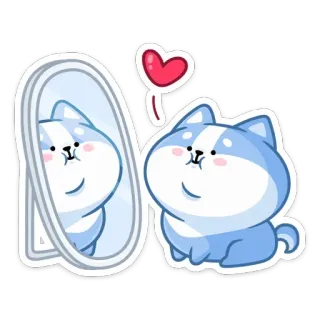 ❤️ かわいい, 犬, 愛, 鏡, 愛らしい, 漫画 telegram sticker
