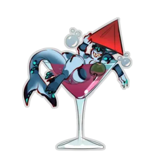🍸 cóctel, tiburón, furry, martini, lindo telegram sticker