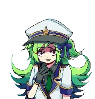 🧪 anime, military uniform, officer, green hair telegram sticker