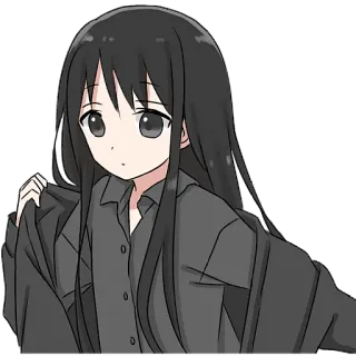 😬 anime, ragazza, capelli neri, cartone animato, adesivo, manga telegram sticker