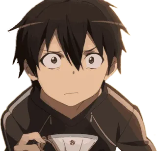 😐 Kirito Sword Art Online anime, kirito, sword art online, shocked, worried, animation, character telegram sticker