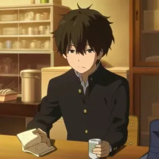 🎷 Houtarou Oreki Hyouka anime, character, hyouka, houtarou oreki, school uniform telegram sticker