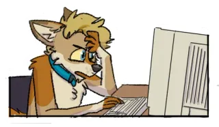 😤 furry, stressed, computer, anthro, canine telegram sticker
