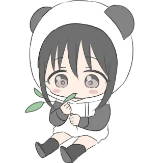🥹 Animé, Kawaii, Panda, Chibi, Mignon, Fille, Dessin animé, Manga telegram sticker