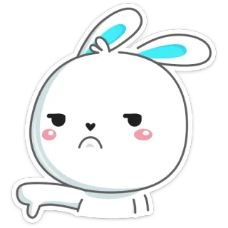 👎 conejo, pegatina, pulgar abajo, lindo, animal telegram sticker