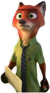 📝 Nick Wilde Zootopia fox, cartoon, Nick Wilde, Zootopia, animal, anthropomorphic telegram sticker