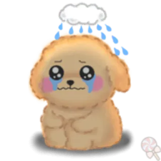 💕 悲しい, 子犬, 犬, 涙, 泣く, 雲 telegram sticker