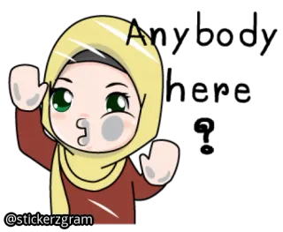 👀 cartone animato, ragazza, islam, hijab, musulmano whatsapp sticker
