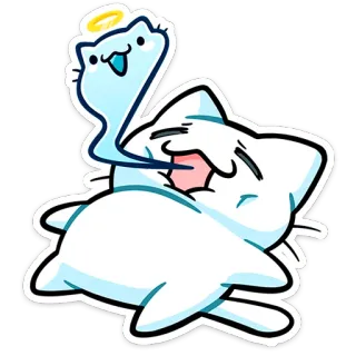 ⭐ cat, angel, cartoon, kawaii, cute, funny telegram sticker