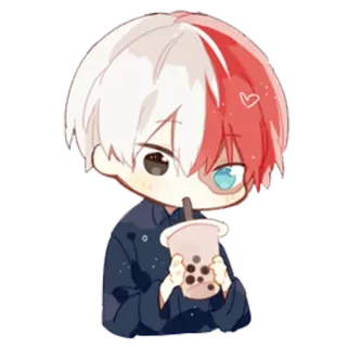 🥤 Shoto Todoroki My Hero Academia Anime, Kartun, My Hero Academia, Todoroki, Shoto Todoroki, Boba, Chibi whatsapp sticker