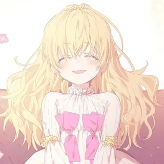 🍼 anime, mangá, garota, cabelo loiro, sorrindo, fofa, desenho animado telegram sticker