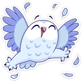 ☺️ búho, lindo, dibujos animados, volando, feliz, pájaro, animal whatsapp sticker