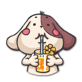🍹 pies, napój, kreskówka, słodkie, naklejka telegram sticker