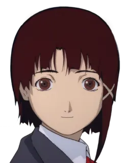 ✂ Lain Iwakura Serial Experiments Lain anime, karakter, cewek, rambut cokelat, seragam sekolah, Lain Iwakura, Serial Experiments Lain telegram sticker