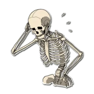 😞 scheletro, pensando, ossa, anatomia, medico, cranio telegram sticker