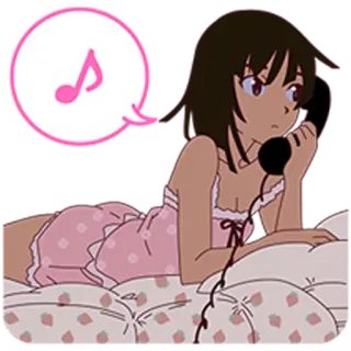 📞 Anime, Ragazza, Telefono, Musica, Cartone animato telegram sticker
