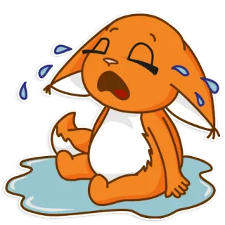 😭 crying, sad, fox, orange, cartoon, tears telegram sticker