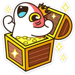 ⭐ หีบสมบัติ, การ์ตูน, ผี, ทอง, ประกาย telegram sticker