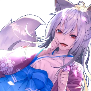 😈 gái anime, cô gái cáo, kemonomimi, anime, kawaii telegram sticker