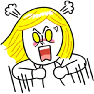 😱 โกรธ, การ์ตูน, ผู้หญิง, ตะโกน, สีหน้า telegram sticker