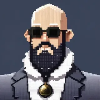 🎤 Pixel art, Pria, Jenggot, Kacamata hitam, Seni digital telegram sticker