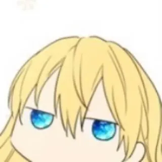 👑 animé, dessin animé, personnage, cheveux blonds, yeux bleus, expression, visage telegram sticker