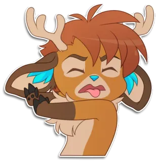 🤢 Мультфильм, Олень, Животное, Выражение, Милый, Стикер telegram sticker