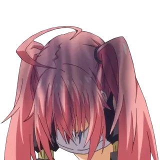 😓 Anime, Manga, Karakter, Rambut merah muda, Kuncir dua telegram sticker