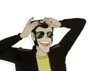 🕶 Lupin Аниме, Персонаж, Мультфильм, Очки, Люпен III whatsapp sticker