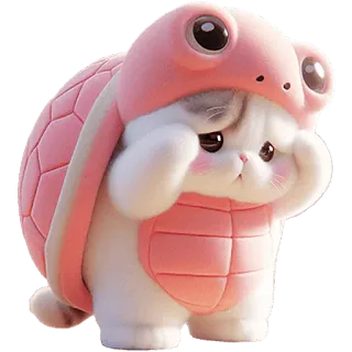 😫 chat, tortue, animal, mignon, dessin animé, rose, kawaii whatsapp sticker