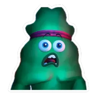 😟 cartoon, green, monster, expression, shocked, character, digital art telegram sticker