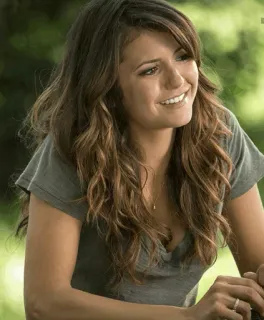 🥀 woman, portrait, smile, brown hair, casual, outdoors telegram sticker