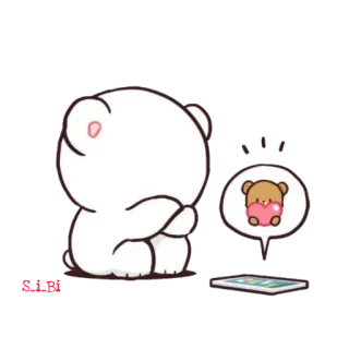 🙈 orso, carino, cuore, amore, cartone animato telegram sticker