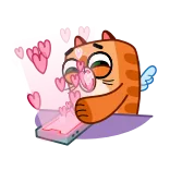 😍 кот, сердце, любовь, цифровой, экран, милый whatsapp sticker