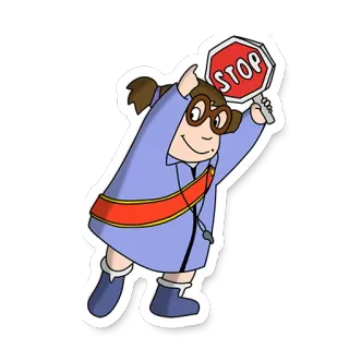 ⛔️ STOP Cartone animato, Segnale di stop, Ragazza, Sicurezza, Sicurezza stradale telegram sticker