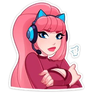 🥶 动漫, 卡通, 角色, 游戏玩家, 可爱, 女孩, 粉色头发 whatsapp sticker