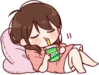 ☕ XO chibi, drinking, cute, anime, cartoon, girl, beverage telegram sticker