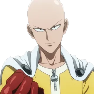 🤛 Saitama One-Punch Man Аниме, Герой, Лысый, Серьезный, Боец telegram sticker