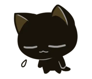 😞 แมว, น่ารัก, การ์ตูน, สัตว์, ง่วง, แมวดำ whatsapp sticker