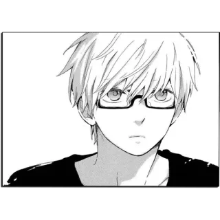 😕 Anime, Manga, Lunettes, Garçon, Personnage, Art, Dessin, Illustration telegram sticker