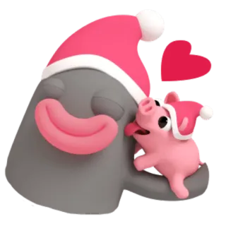 😘 Noël, Cochon, Animal, Coeur, Mignon, Dessin animé telegram sticker