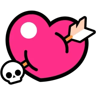 💕 serce, strzała, czaszka, miłość, walentynki, śmierć, przebity whatsapp sticker