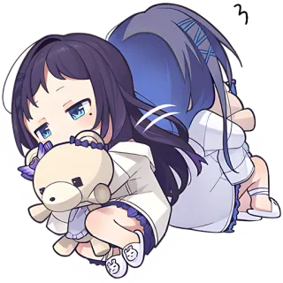 😞 Аниме, Девушка, Милый, Плюшевый медведь, Чиби telegram sticker