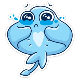 😭 razza, carino, piangere, triste, cartone animato, animale, creatura marina, emoji whatsapp sticker